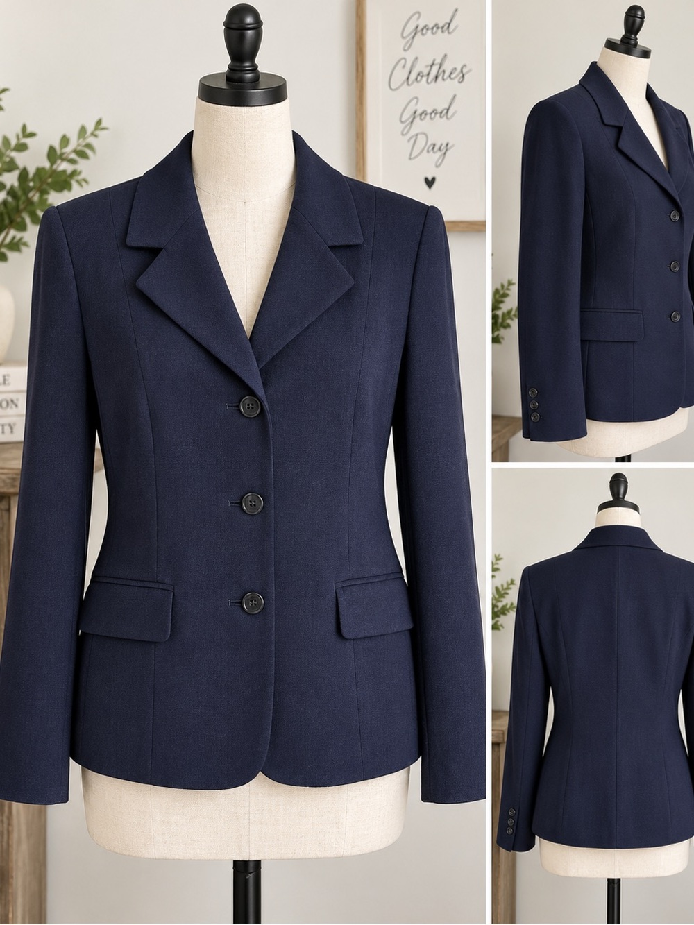 Vintage Collectibles Petite Sophisticate Navy Blazer Size 12